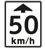Indicates a lower speed limit ahead.