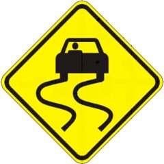 Slow down on wet road. Do not suddenly turn, speed up, or stop. Slow down on wet road. Do not suddenly turn, speed up, or stop.