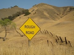 Slow down the road surface ahead is in poor condition. Slow down the road surface ahead is in poor condition.
