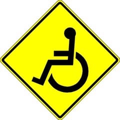 Slow your speed and watch for individuals who may be disabled or who may be crossing the road in a wheelchair.
