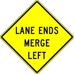 The lane ends ahead. If you are driving in the right lane, you should merge onto the left.