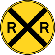 This sign means that you are a few hundred feet of a railroad crossing.