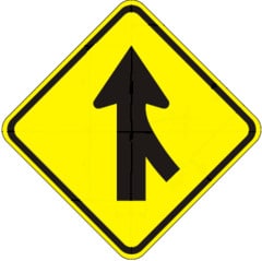 Traffic merging from the right. Prepare to allow traffic to safely merge