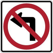 Turning left at an intersection where this sign is posted is prohibited. Turning left at an intersection where this sign is posted is prohibited.