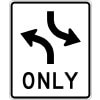Vehicles from both directions must turn left - no through traffic allowed
