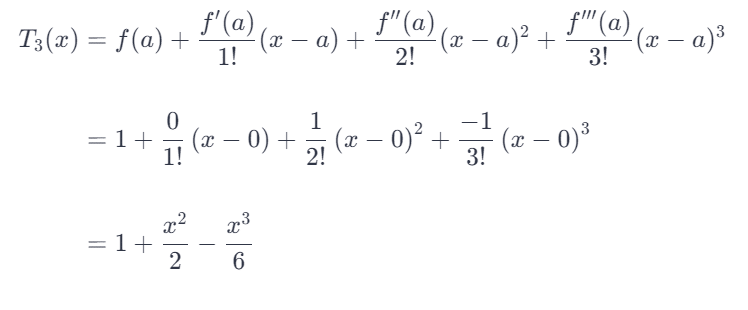 find the taylor polynomial t3(x) for the function f centered at the number a. f(x) = x + e−x, a = 0