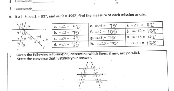 Unit 3 Test Parallel And Perpendicular Lines Answer Key » Quizzma