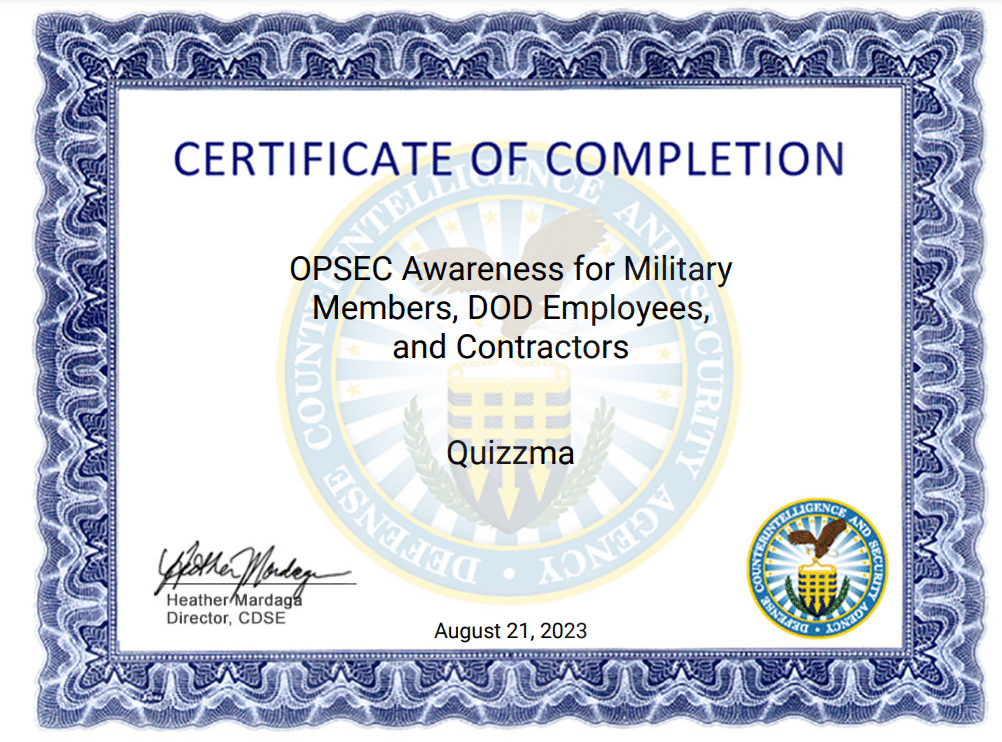 OPSEC Quizzma certification