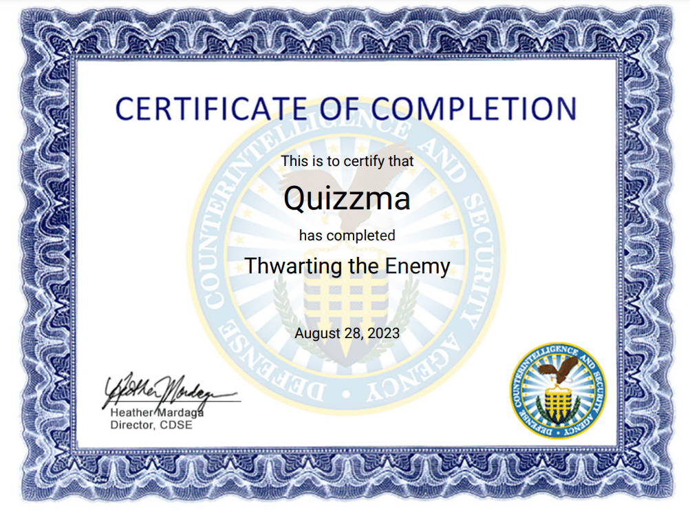 Thwarting the enemy certificat
