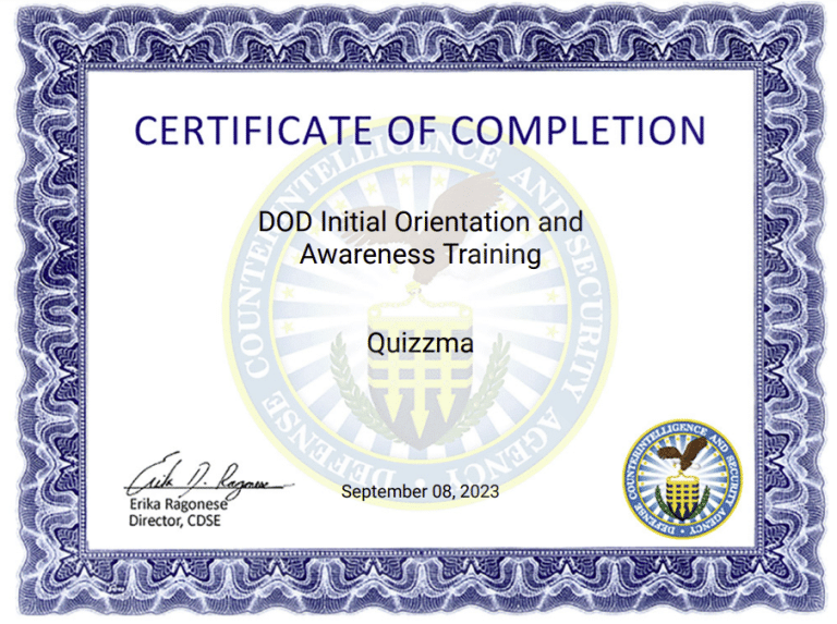 Dod Training DOD Initial Orientation and Awareness Training Answers » Quizzma