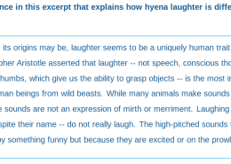 Choose the sentence in this excerpt that explains how hyena laughter is different from human laughter.