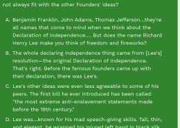 Which passage from the Article best supports the idea that Richard Henry Lee was an independent thinker whose ideas did not always fit with the other Founders’ ideas?