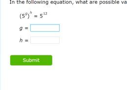 In the following equation, what are possible values for g and h?