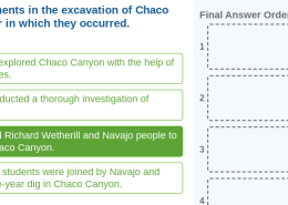 Put these developments in the excavation of Chaco Canyon in the order in which they occurred.