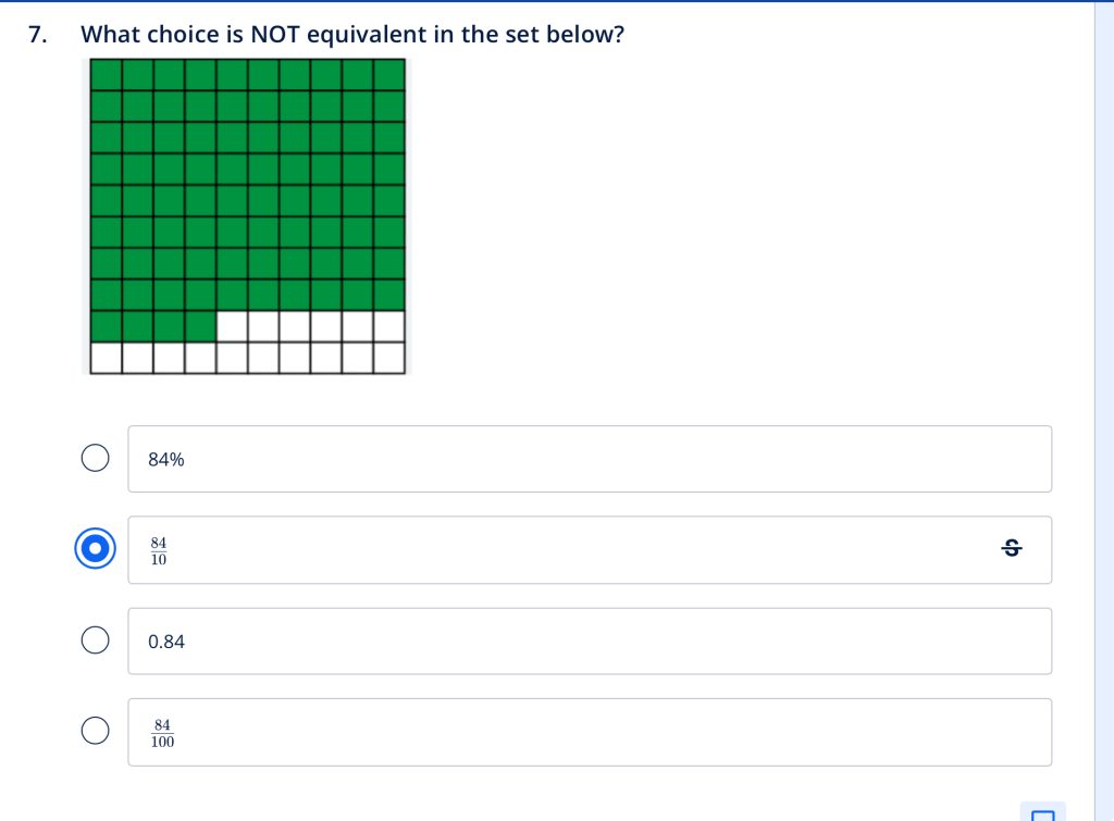 What choice is NOT equivalent in the set below