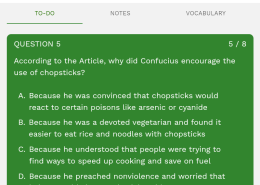 According to the Article, why did Confucius encourage the use of chopsticks