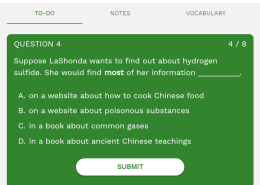 Suppose LaShonda wants to find out about hydrogen sulfide. She would find most of her information _________.