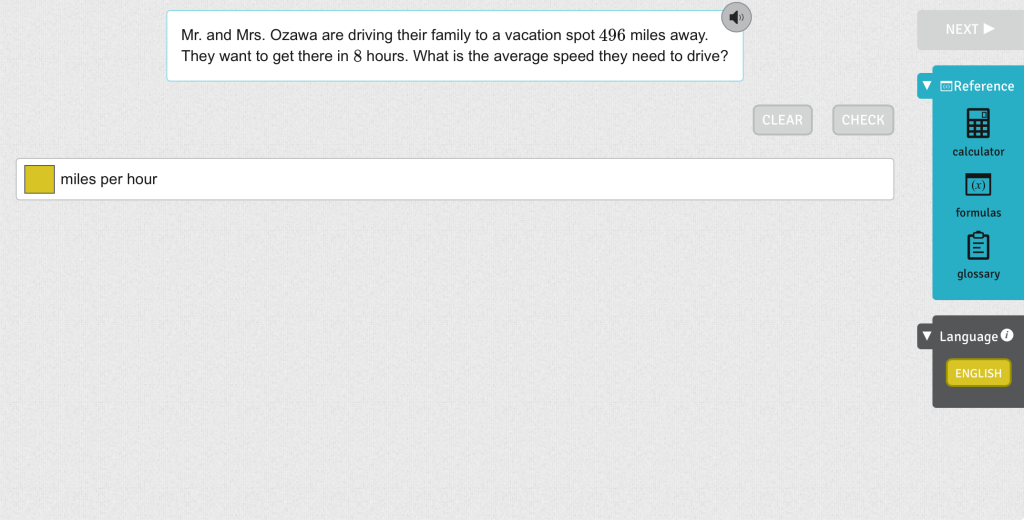 Mr. and Mrs. Ozawa are driving their family to a vacation spot 496 miles away