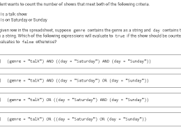 What expression will evaluate to true if a show is a talk show on Saturday or Sunday in a spreadsheet?