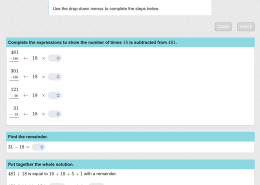 How many times is 18 subtracted from 481?  Find the remainder.  Put together the whole solution.