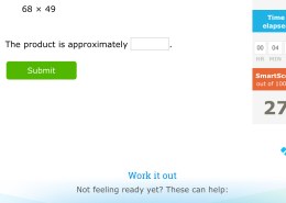 Estimate the product. Round each factor to the nearest ten, then multiply.