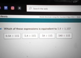 Which of these expressions is equivalent to 5.8 ÷ 1.15