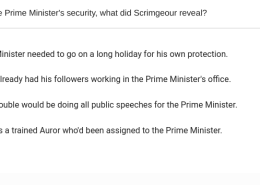 While discussing the Prime Minister’s security, what did Scrimgeour reveal?