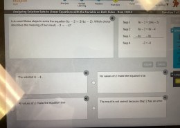 What does the result -2 = -4 mean for Lulu’s equation 8x – 2 = 2(4x – 2)?