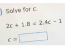 Solve for c