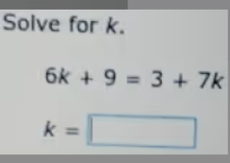 Solve for k