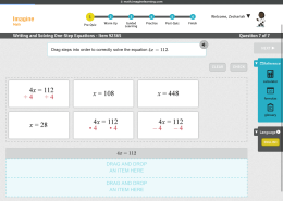 Drag steps into order to correctly solve the equation 4x = 112