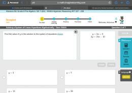 Find the value of y in the solution to the system of equations shown