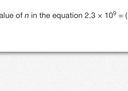 What is the value of n in the equation 2.3 × 10^9 = (1 × 10^3)(2.3 × 10^n)?