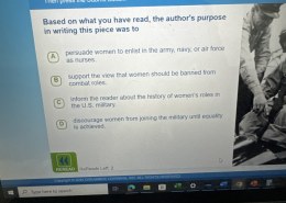 Based on what you have read, the author’s purpose in writing this piece was to inform the reader about the history of women’s roles in the U.S. military