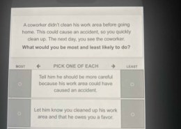 What are you most and least likely to do in response to a coworker not cleaning his work area, which could cause an accident?