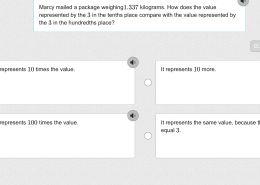 How does the value represented by the 3 in the tenths place compare with the value represented by the 3 in the hundredths place?