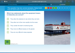 Which two statements about the equipment towers in Antarctica are correct?