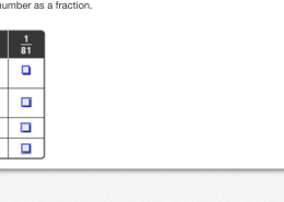 Select the value of each exponential number as a fraction