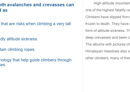 In this excerpt, both avalanches and crevasses can best be described as