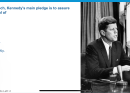 In his speech, Kennedy’s main pledge is to assure the survival of A) allies.  B) liberty.  C) states.  D) creativity.