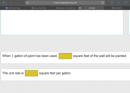 When 1 gallon of paint has been used, square feet of the wall will be painted. The unit rate is square feet per gallon.