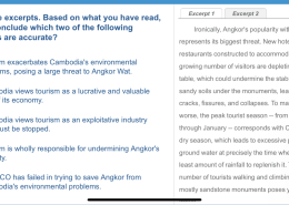 What are the potential environmental threats posed by tourism to Angkor Wat in Cambodia?