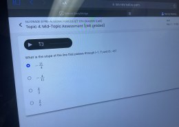 What is the slope of the line that passes through (–1, 7) and (3, –4)?