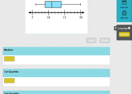 Study the box plot shown. Then enter numbers for each of the values below.Median:1st Quartile:3rd Quartile:Maximum Value: