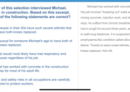 Which two statements are correct based on the interview with Michael, who works in construction?