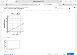 The slope of the line is 1/2, 2, 1/4, or 4 and represents the?