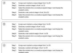 Which algorithm can be used to select and display the names of 2 students at random from a group of 30 students in a classroom?