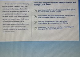 Comparing Sandra Cisneros and Jhumpa Lahiri: A Study of Intersectionality and Representation among Women of Color  The author compares novelists Sandra Cisneros and Jhumpa Lahiri. Why?