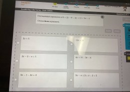 Find equivalent expressions of 3 + 4x + 2x – 9 – 4x + 11 + 5x – x. Choose three expressions.