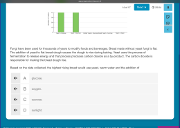 Based on the data collected, the highest rising bread would use yeast, warm water and the addition of A. glucose. B. oxygen. C. sucrose. D. sunlight.